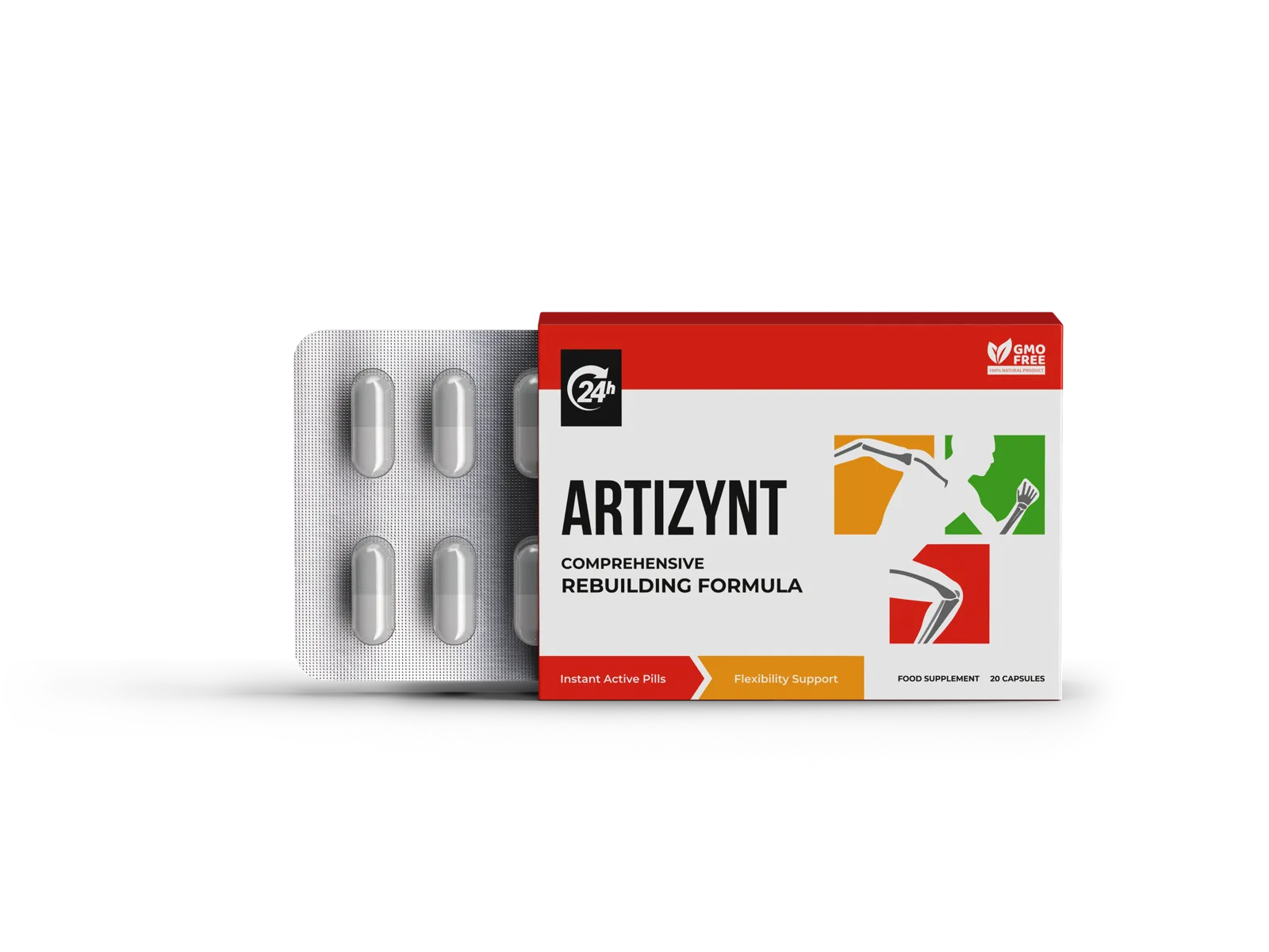 Confezione orizzontale di ArtiZynt con blister di capsule per il benessere delle articolazioni